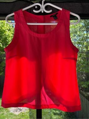Forever 21 Red Sleeveless Sheer Chiffon Tank